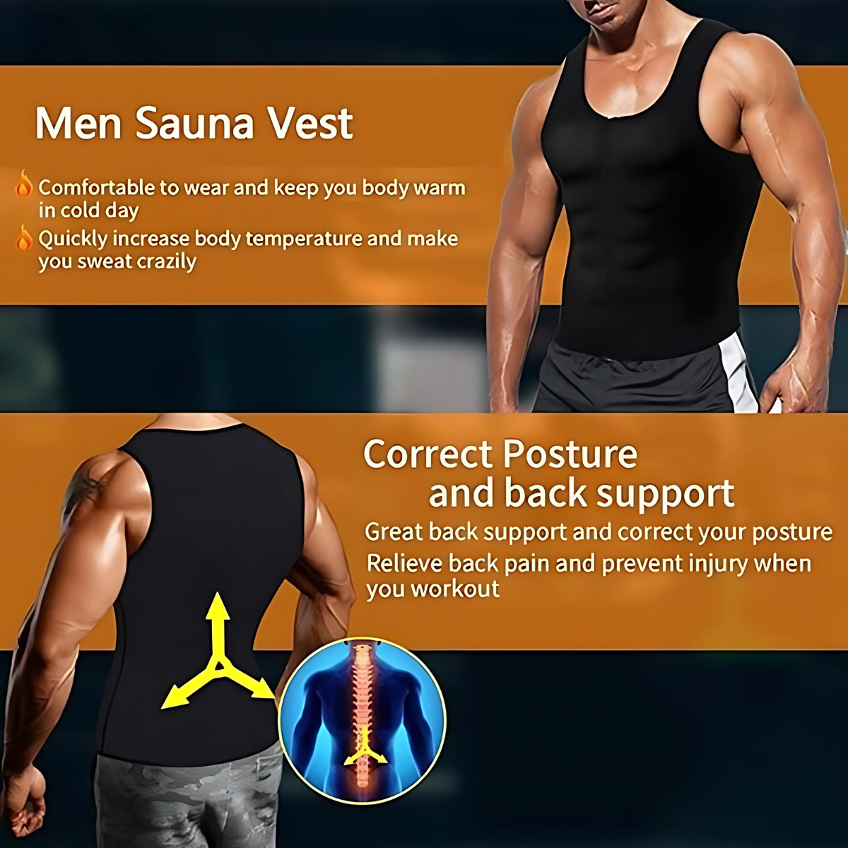 Men’s Sauna Suit Sweat Shaper Vest | Heat Trapping Compression Slimming Top for Workout & Weight Loss