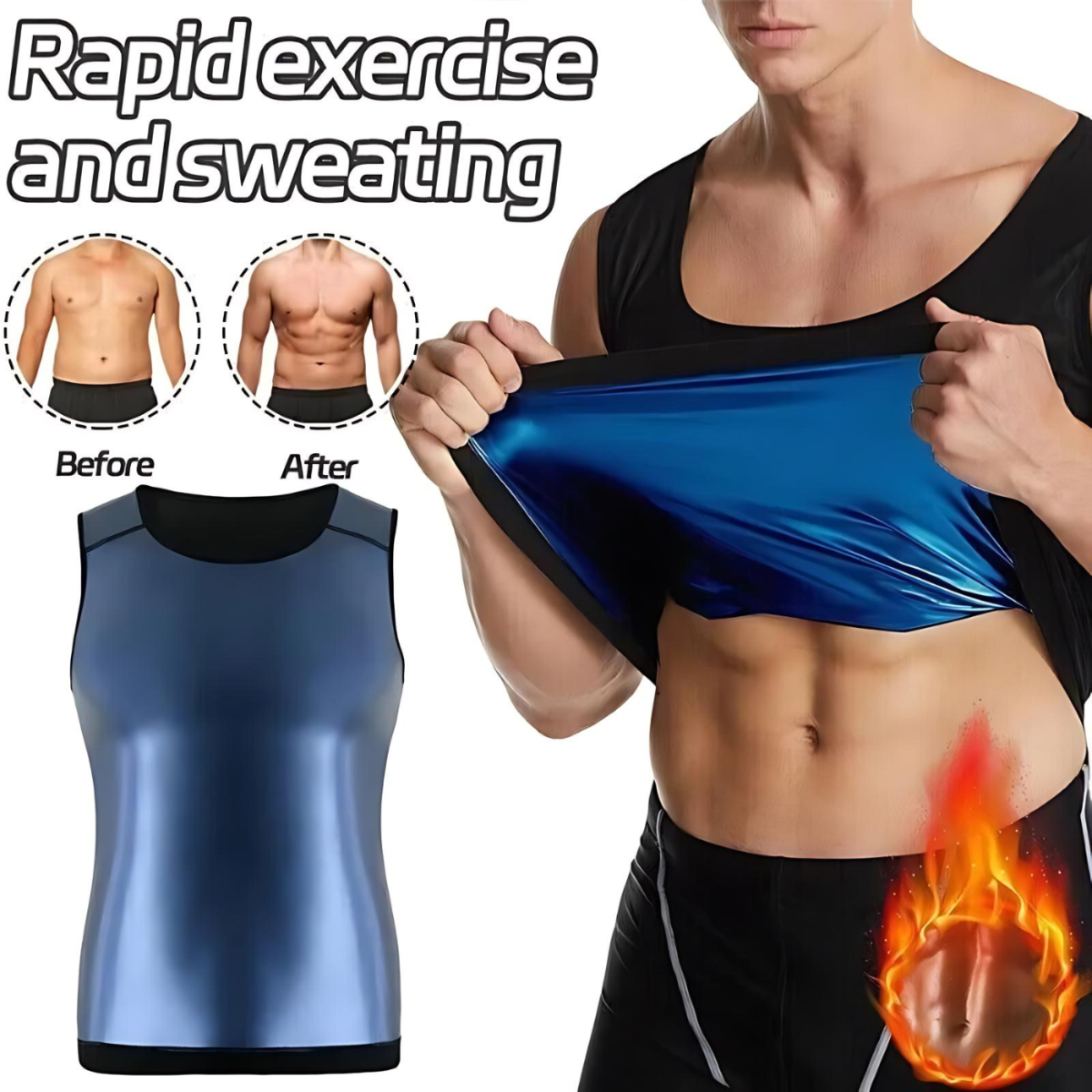 Men’s Sauna Suit Sweat Shaper Vest | Heat Trapping Compression Slimming Top for Workout & Weight Loss