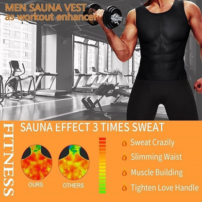 Men’s Sauna Suit Sweat Shaper Vest | Heat Trapping Compression Slimming Top for Workout & Weight Loss