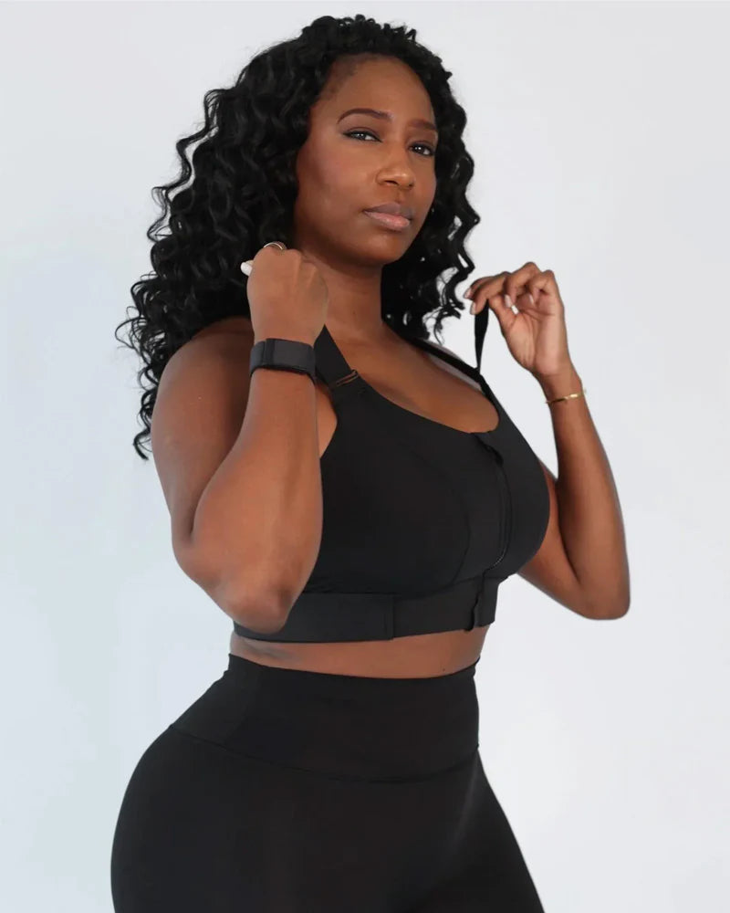Plus Size Shock Absober Zip-Front High Impact Sports Bra